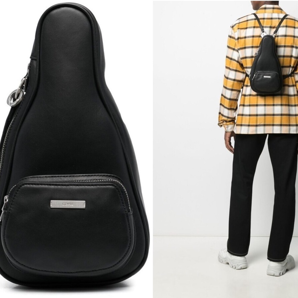 C2H4 Black Leather Mini Guitar Back Pack NWT